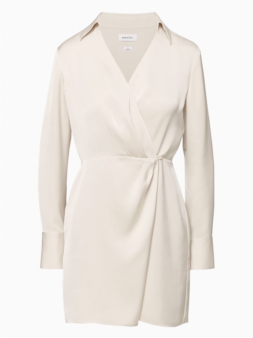 Aritzia Cream Wrap-Style Long Sleeve Mini Dress - Picture 6 of 7